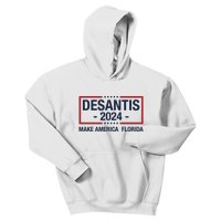 DeSantis 2024 Make America Florida Vintage US Flag Kids Hoodie