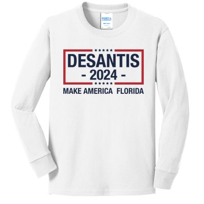 DeSantis 2024 Make America Florida Vintage US Flag Kids Long Sleeve Shirt