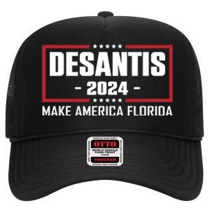 DeSantis 2024 Make America Florida DeSantis Airlines High Crown Mesh Back Trucker Hat