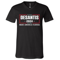 DeSantis 2024 Make America Florida DeSantis Airlines V-Neck T-Shirt