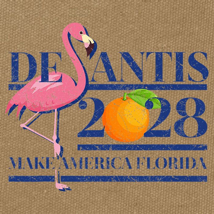 Desantis 2028 Make America Florida Ron Desantis 48 Flamingo Cotton Canvas Backpack