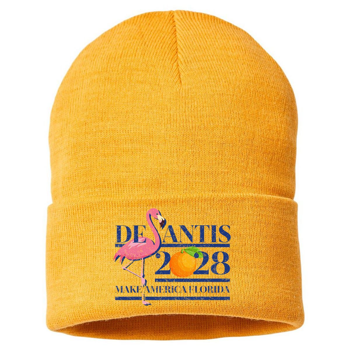 Desantis 2028 Make America Florida Ron Desantis 48 Flamingo Sustainable Knit Beanie