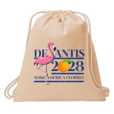 Desantis 2028 Make America Florida Ron Desantis 48 Flamingo Drawstring Bag