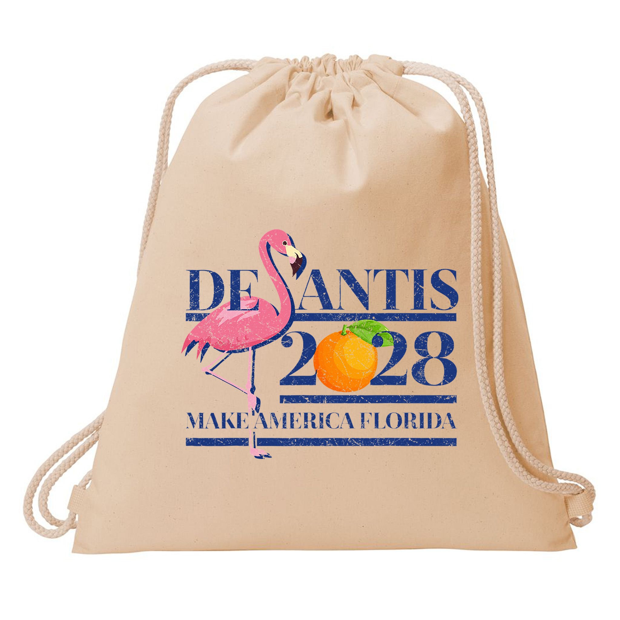 Desantis 2028 Make America Florida Ron Desantis 48 Flamingo Drawstring Bag