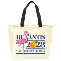 Desantis 2028 Make America Florida Ron Desantis 48 Flamingo Zip Tote Bag