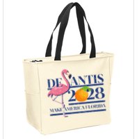 Desantis 2028 Make America Florida Ron Desantis 48 Flamingo Zip Tote Bag