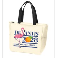 Desantis 2028 Make America Florida Ron Desantis 48 Flamingo Zip Tote Bag