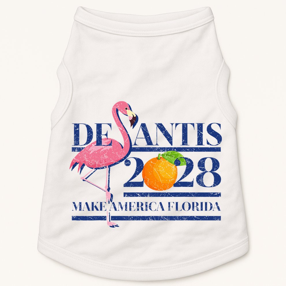 Desantis 2028 Make America Florida Ron Desantis 48 Flamingo Doggie Tank