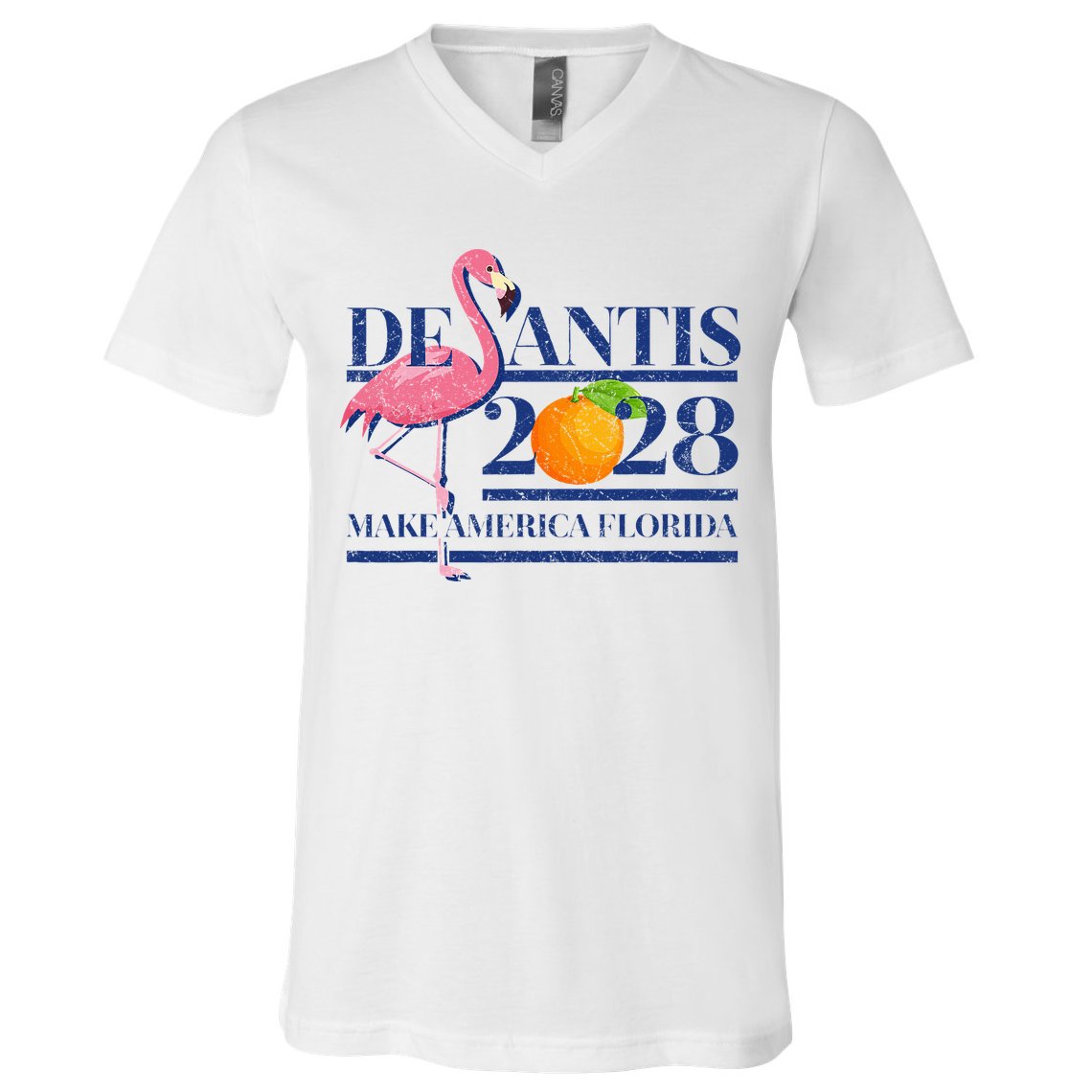 Desantis 2028 Make America Florida Ron Desantis 48 Flamingo V-Neck T-Shirt