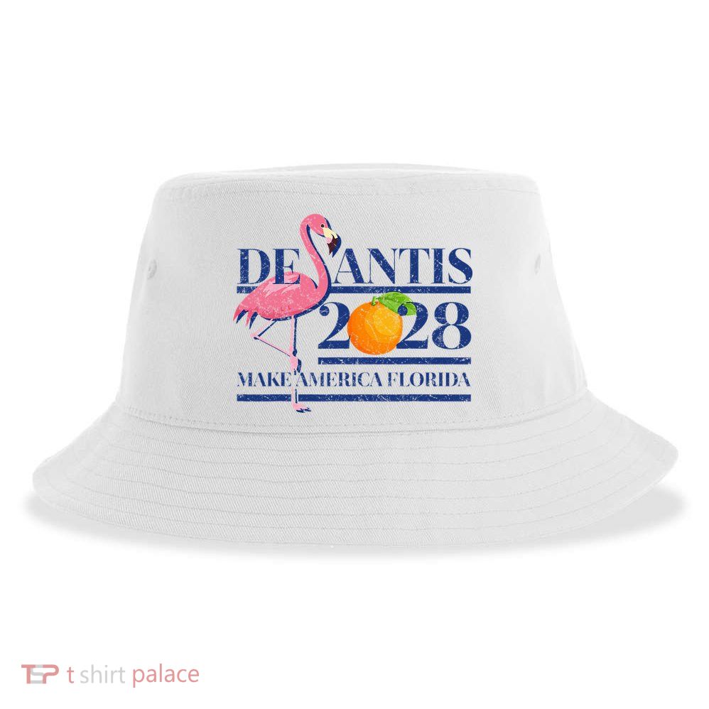 Desantis 2028 Make America Florida Ron Desantis 48 Flamingo Sustainable Bucket Hat