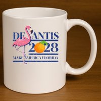 Desantis 2028 Make America Florida Ron Desantis 48 Flamingo 11oz C Handle Ceramic Mug