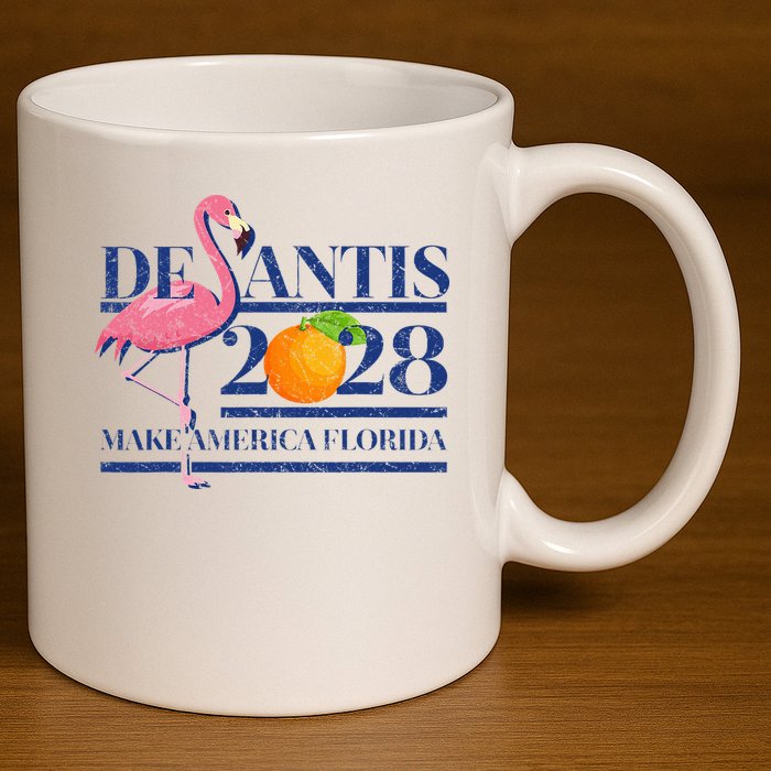 Desantis 2028 Make America Florida Ron Desantis 48 Flamingo 11oz C Handle Ceramic Mug