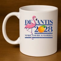 Desantis 2028 Make America Florida Ron Desantis 48 Flamingo 11oz C Handle Ceramic Mug