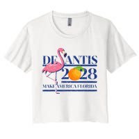 Desantis 2028 Make America Florida Ron Desantis 48 Flamingo Women's Crop Top Tee