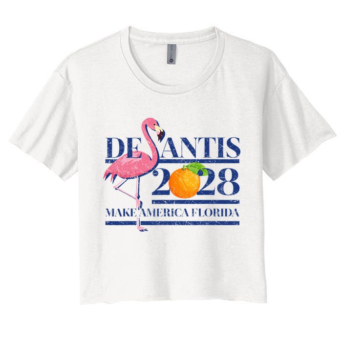 Desantis 2028 Make America Florida Ron Desantis 48 Flamingo Women's Crop Top Tee