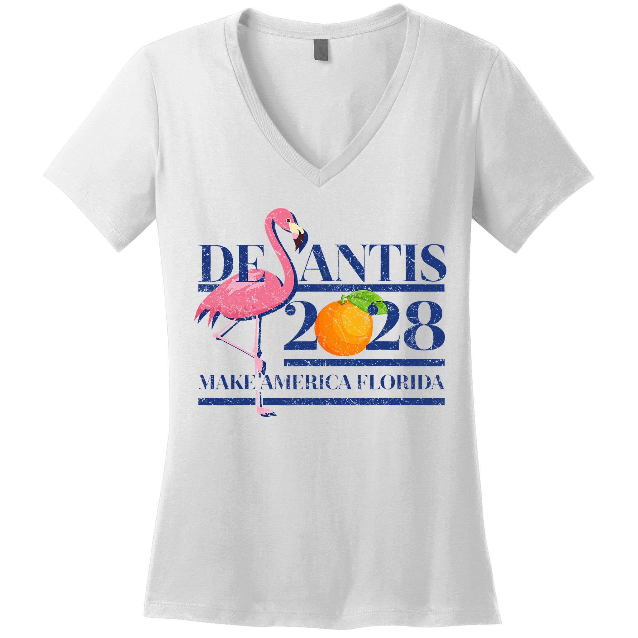 Desantis 2028 Make America Florida Ron Desantis 48 Flamingo Women's V-Neck T-Shirt