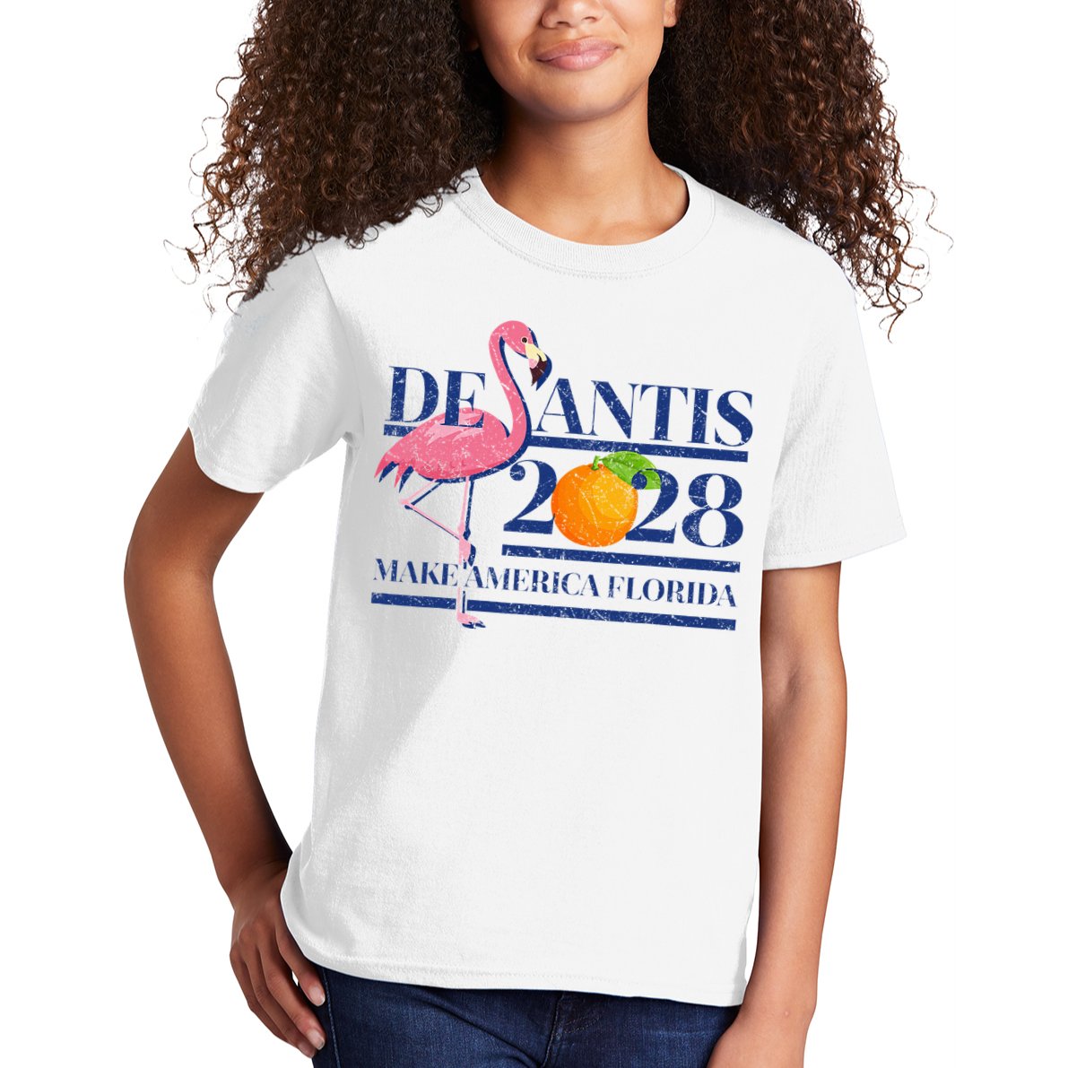 Desantis 2028 Make America Florida Ron Desantis 48 Flamingo Kids T-Shirt