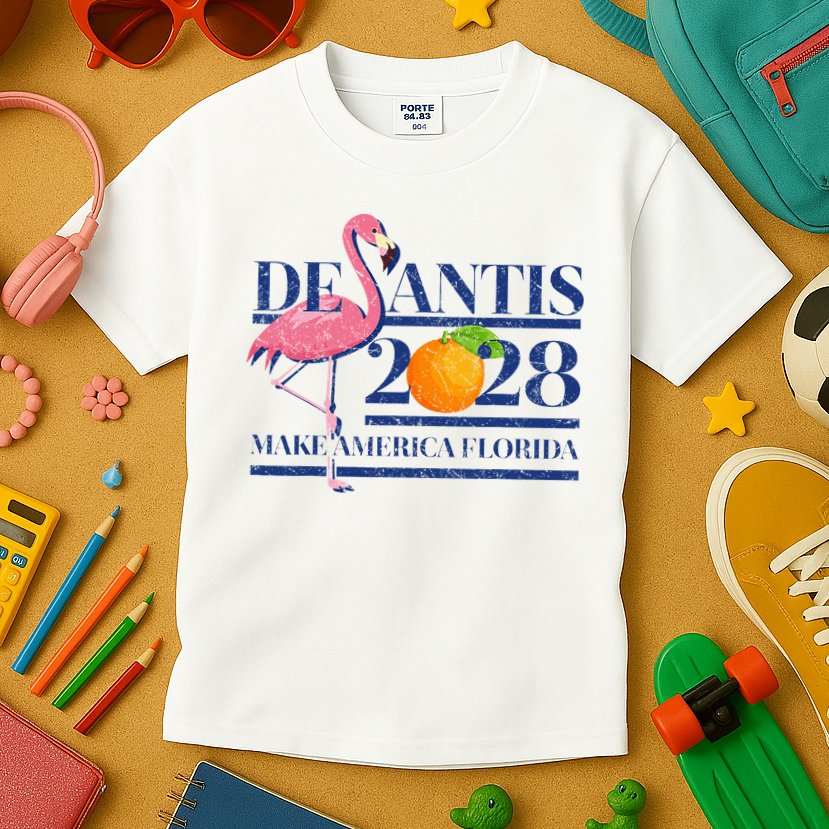 Desantis 2028 Make America Florida Ron Desantis 48 Flamingo Kids T-Shirt