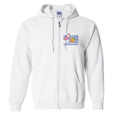 Desantis 2028 Make America Florida Ron Desantis 48 Flamingo Full Zip Hoodie