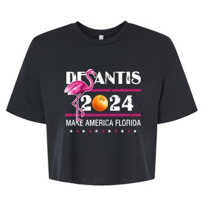 Desantis 2024 Make America Florida Flamingo Bella+Canvas Jersey Crop Tee