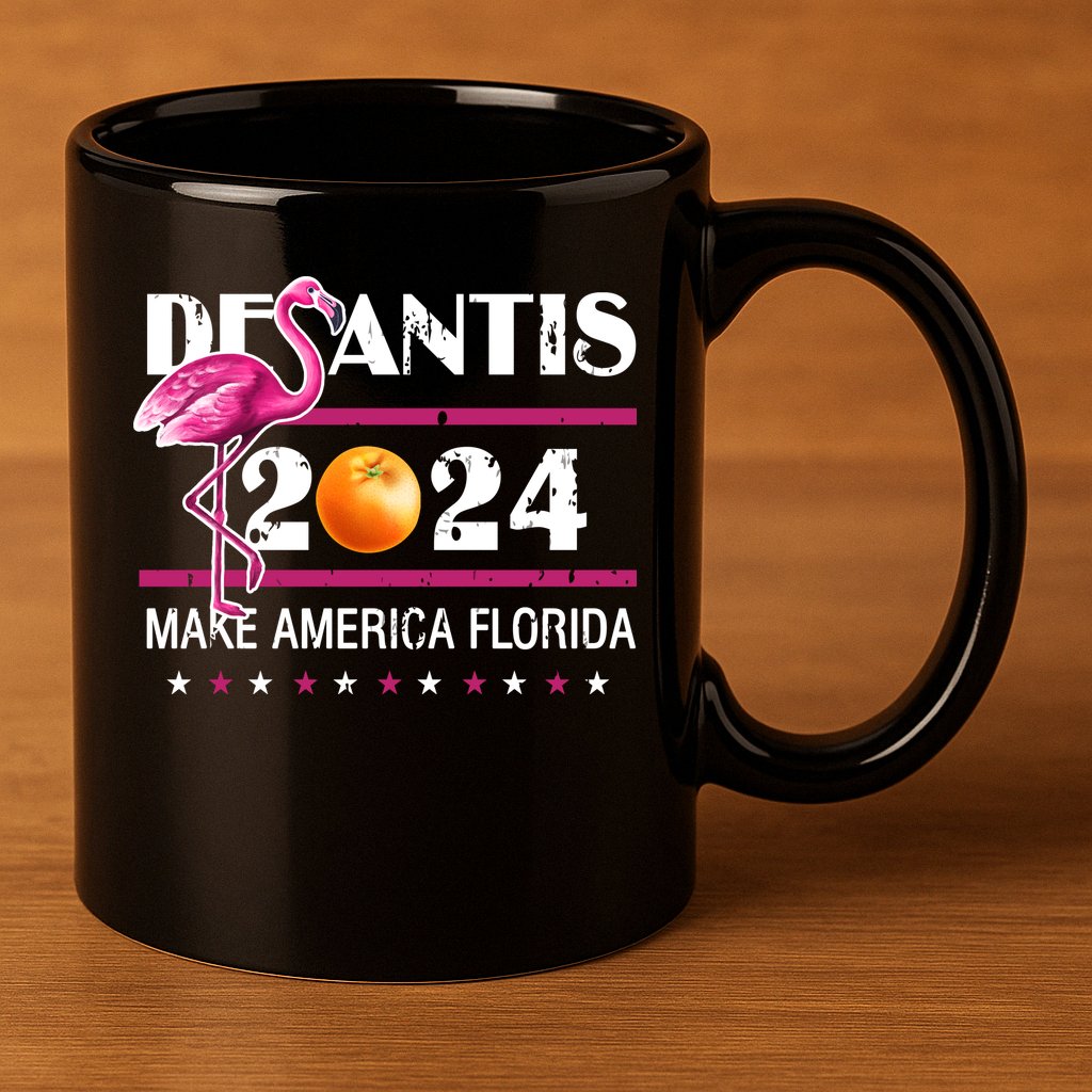 Desantis 2024 Make America Florida Flamingo 11oz C Handle Ceramic Mug