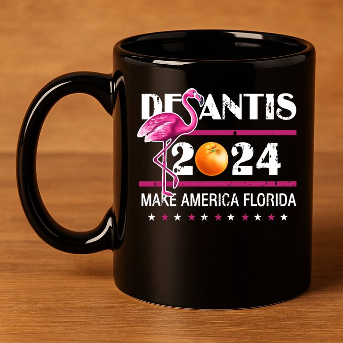 Desantis 2024 Make America Florida Flamingo 11oz C Handle Ceramic Mug