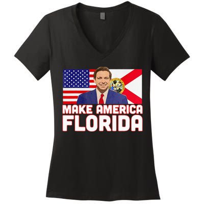 DeSantis 2024 Make America Florida DeSantis 2024 Women's V-Neck T-Shirt