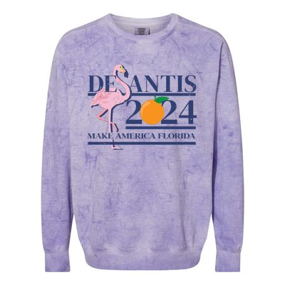 Desantis 2024 Make America Florida Flamingo Colorblast Crewneck Sweatshirt