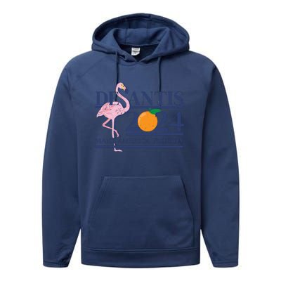 Desantis 2024 Make America Florida Flamingo Performance Fleece Hoodie