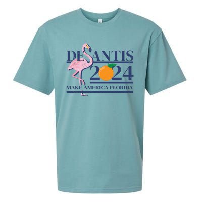 Desantis 2024 Make America Florida Flamingo Sueded Cloud Jersey T-Shirt