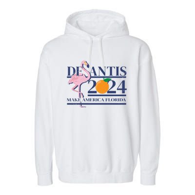 Desantis 2024 Make America Florida Flamingo Garment-Dyed Fleece Hoodie