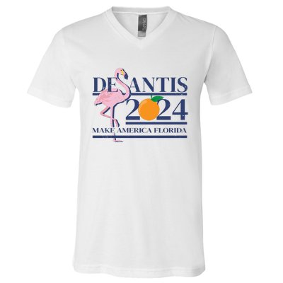 Desantis 2024 Make America Florida Flamingo V-Neck T-Shirt