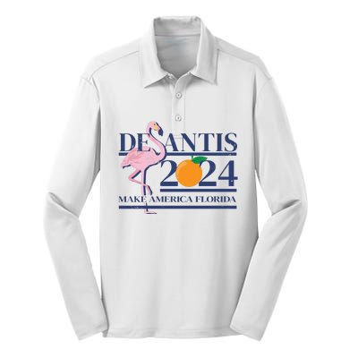 Desantis 2024 Make America Florida Flamingo Silk Touch Performance Long Sleeve Polo