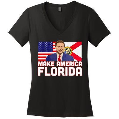 DeSantis 2024 Make America Florida DeSantis 2024 Women's V-Neck T-Shirt