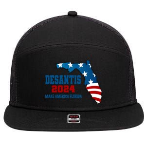 Desantis 2024 Make America Florida 7 Panel Mesh Trucker Snapback Hat