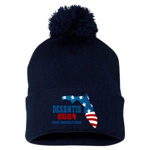 Desantis 2024 Make America Florida Pom Pom 12in Knit Beanie