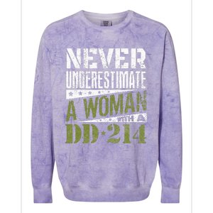 DD 214 Never Underestimate A Woman With DD214 Veteran Colorblast Crewneck Sweatshirt