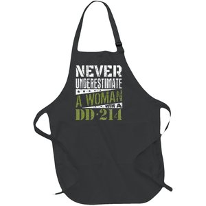 DD 214 Never Underestimate A Woman With DD214 Veteran Full-Length Apron With Pockets