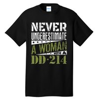 DD 214 Never Underestimate A Woman With DD214 Veteran Tall T-Shirt