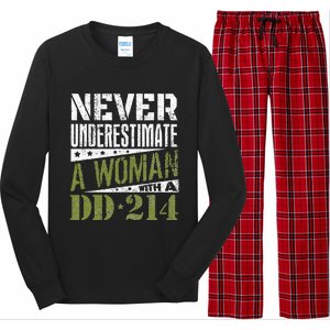 DD 214 Never Underestimate A Woman With DD214 Veteran Long Sleeve Pajama Set