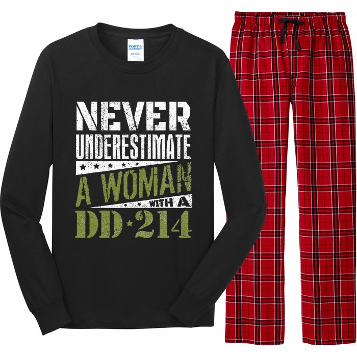 DD 214 Never Underestimate A Woman With DD214 Veteran Long Sleeve Pajama Set