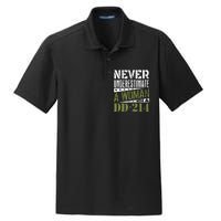 DD 214 Never Underestimate A Woman With DD214 Veteran Dry Zone Grid Polo