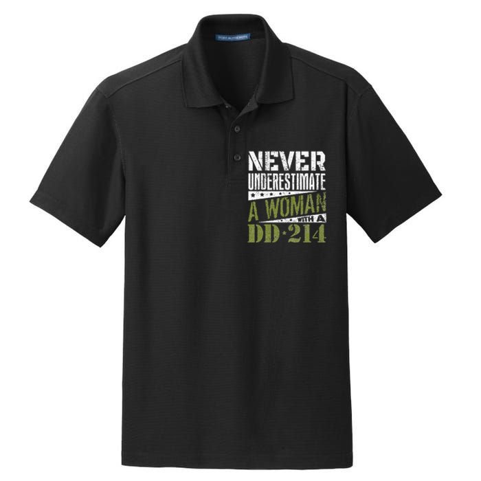 DD 214 Never Underestimate A Woman With DD214 Veteran Dry Zone Grid Polo