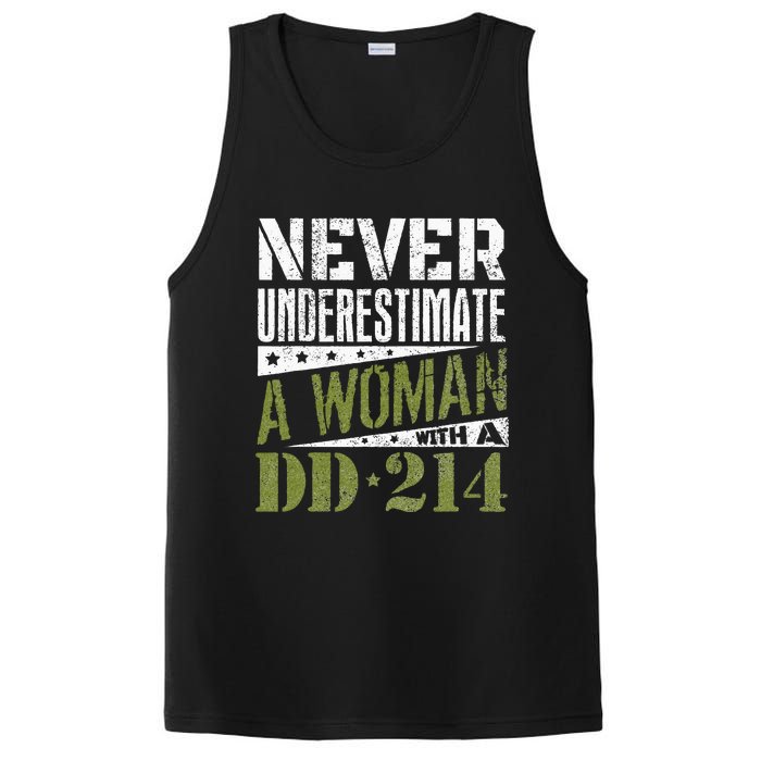 DD 214 Never Underestimate A Woman With DD214 Veteran PosiCharge Competitor Tank