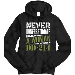 DD 214 Never Underestimate A Woman With DD214 Veteran Tie Dye Hoodie