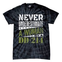 DD 214 Never Underestimate A Woman With DD214 Veteran Tie-Dye T-Shirt