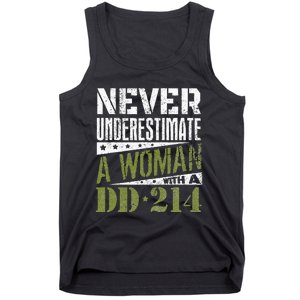 DD 214 Never Underestimate A Woman With DD214 Veteran Tank Top