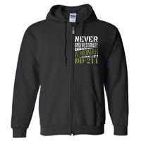 DD 214 Never Underestimate A Woman With DD214 Veteran Full Zip Hoodie