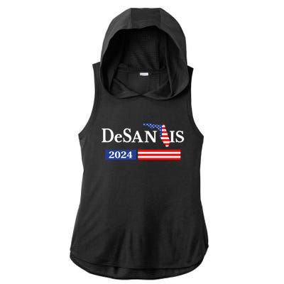 Desantis 2024 President American Flag Usa Flag Ron Desantis Meaningful Gift Ladies PosiCharge Tri-Blend Wicking Draft Hoodie Tank