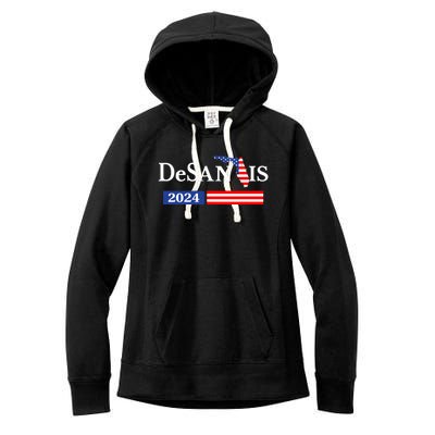 Desantis 2024 President American Flag Usa Flag Ron Desantis Meaningful Gift Women's Fleece Hoodie